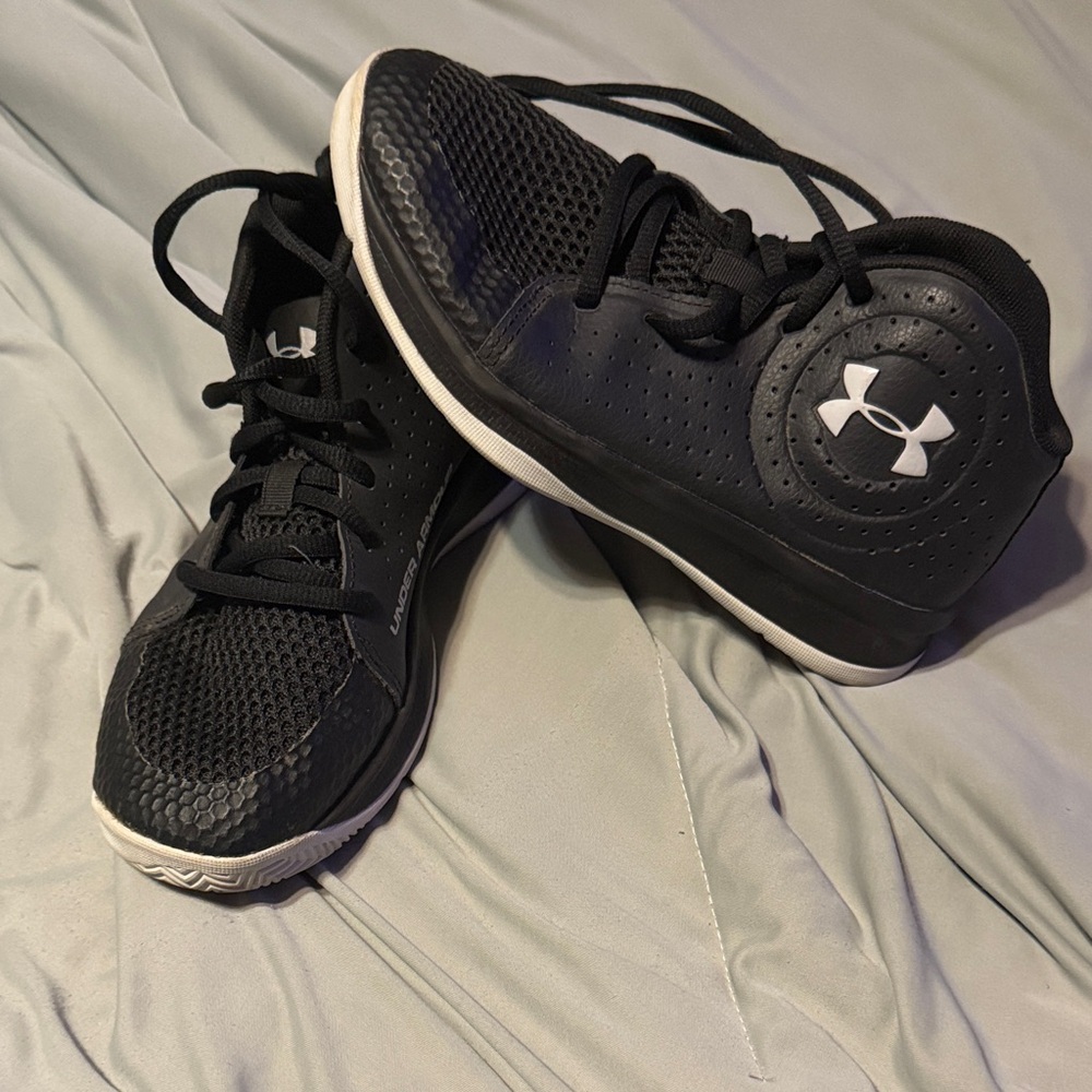 Under Armour Kids Black and White Basketball Shoes